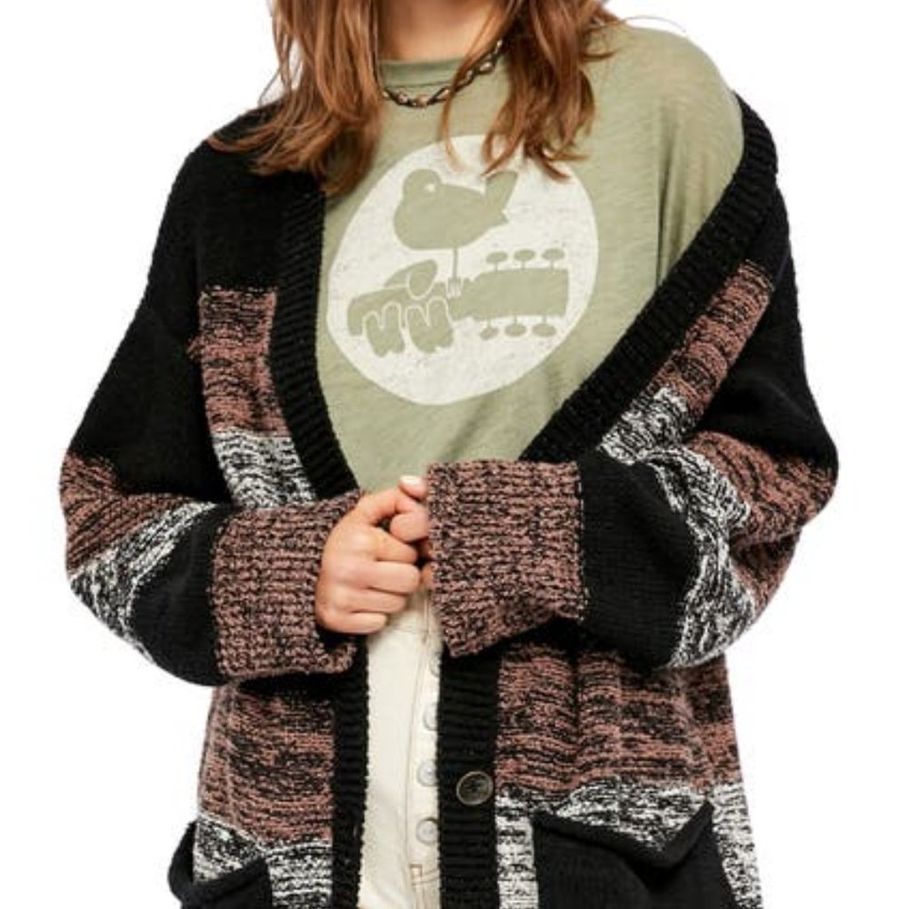 Free People Black Southport Oversized Beach Cardi - Picture 1 of 10